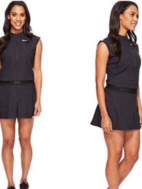 Nike Golf Stretch Woven Dri-FIT Romper Black Size Medium